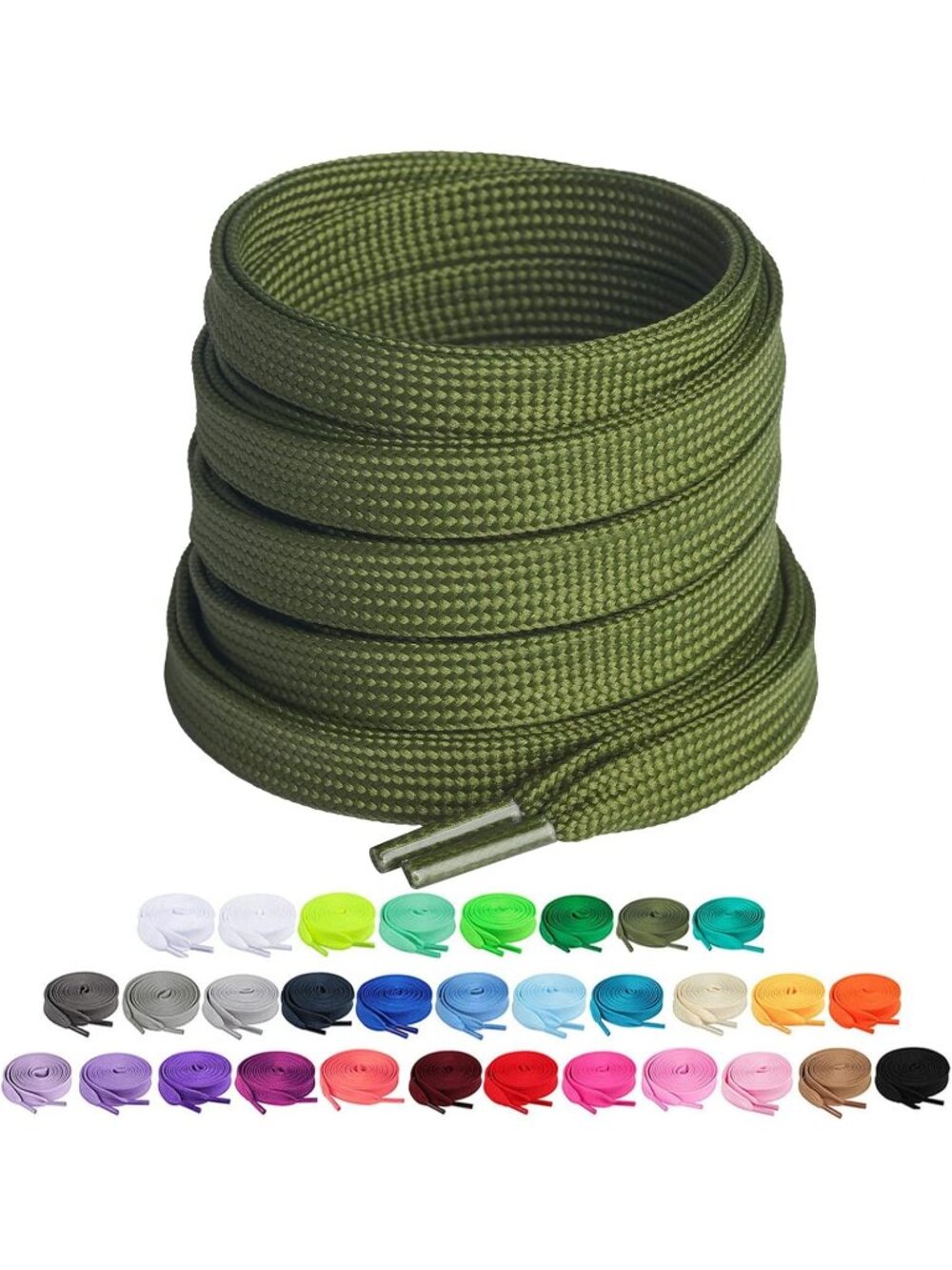 Army Green Flat Shoe Laces for Sneakers Casual Suitable For Most Athletic Shoes